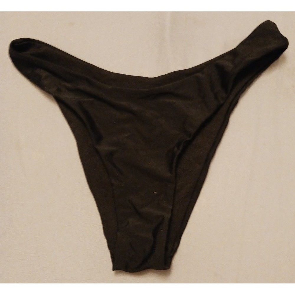 Shekini Swimwear High Cut Minimal Coverage Black Bikini Bottom,‎ Small